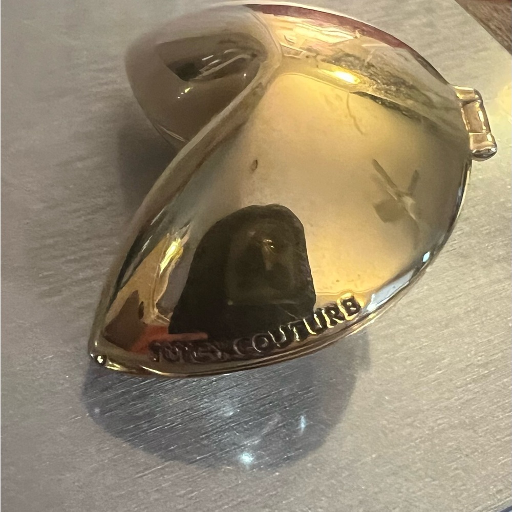 Y2K juicy couture Brass fortune cookie trinket box with green enamel inside